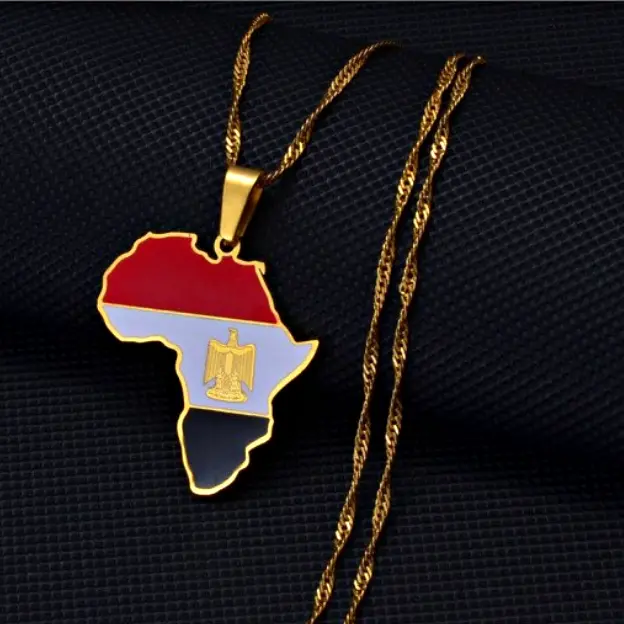 Egypt Flag Africa Map Necklace