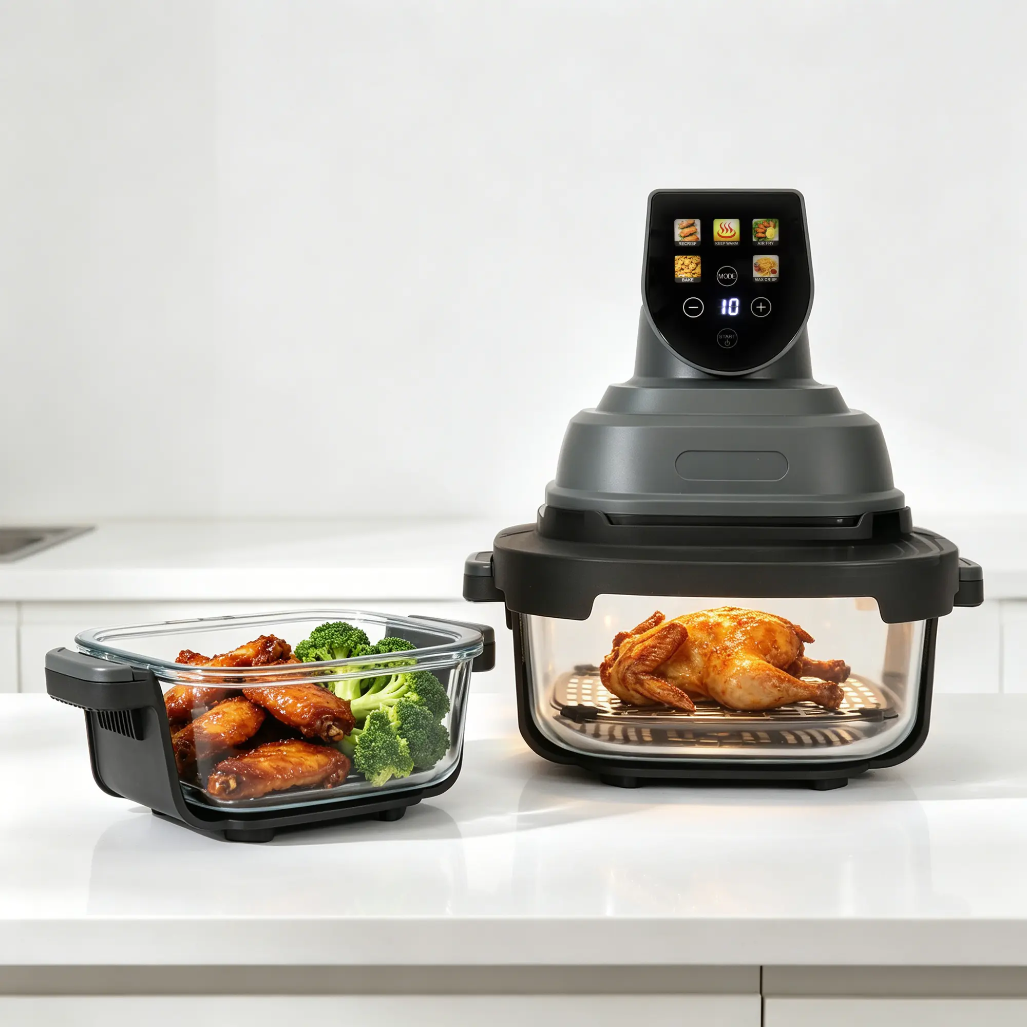 Multifunctional Smart Air Fryer - Modern Electric Kitchen Cookware with Smart Control, Oil-Free Healthy Cooking, Even Cook Non-Stick Basket, Touch Screen, Convenience for Busy Cooks Home Use