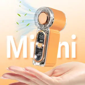 Pocket Mini Handheld Turbo Fan, 2026 Popular Rechargeable Cooling Fan, 5 Speed Wind Adjustment, Up to 6 Hours Runtime, Built-in LED Light Beads for Outdoor Travel Working