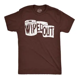 Mens Funny T Shirts Wiped Out Sarcastic Toilet Paper Graphic Novelty Tee for Men Mens Funny T Shirts Cool Vintage Fashion T-Shirt Gift Classic Menswear Sarcastic Apparel for Men Funny Adult Humor Short Sleeve Brown -