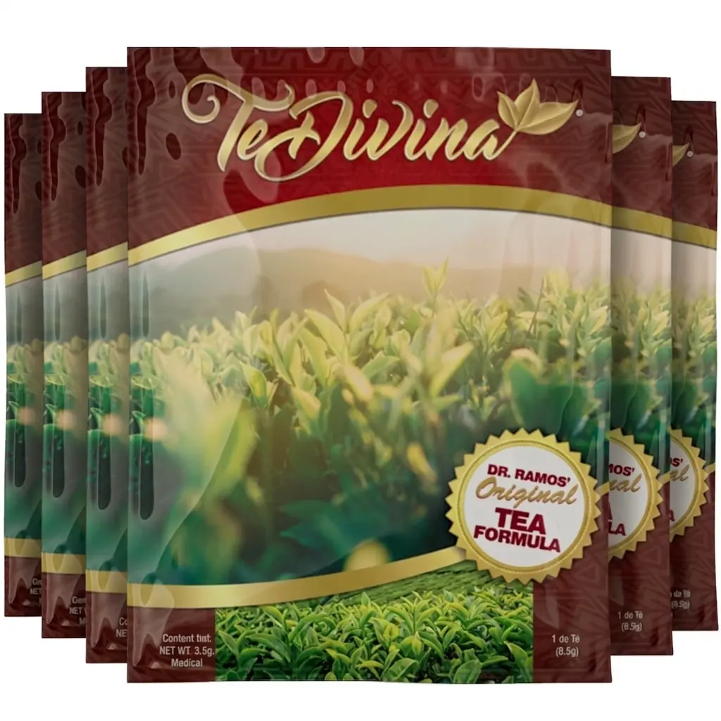 TeDivina Detox Tea -6 Pack -  Infused With Reishi premium - 100% Natural Ingredients - Beverage - Herbal detox tea