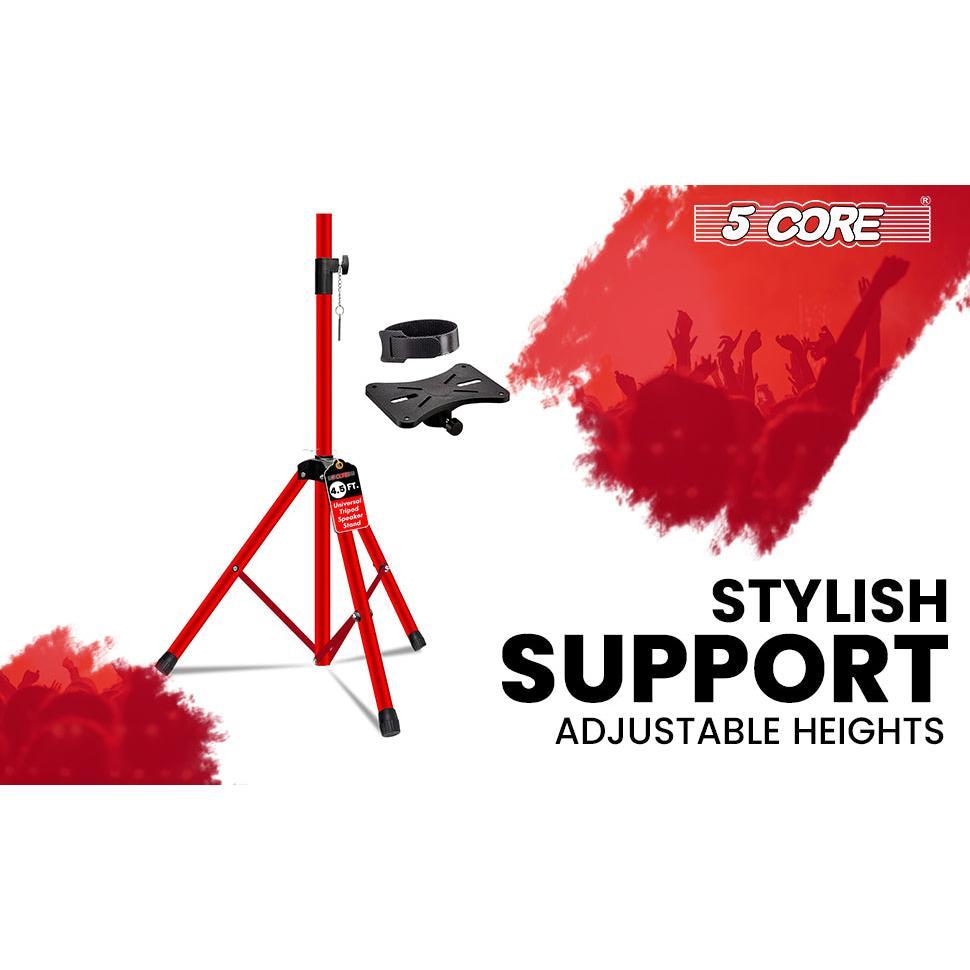 5 Core Speaker Stand Tripod Pair Heavy Duty Adjustable 54" Universal Mount for PA DJ Studio w Bag