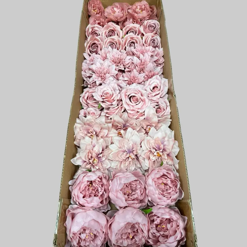 50/60 PCS Mixed Artificial Flower Heads (AD2), No Stems, for DIY Wedding Bouquets, Centerpieces & Event Decor
