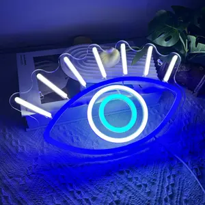 Blue & White Evil Eye LED Neon Sign - USB Powered Customizable Led Lights Wall Art Night Light for Bedroom, Living Room, Office, Game Room - Versatile Decorative Lamp for Weddings, Holidays, Birthdays