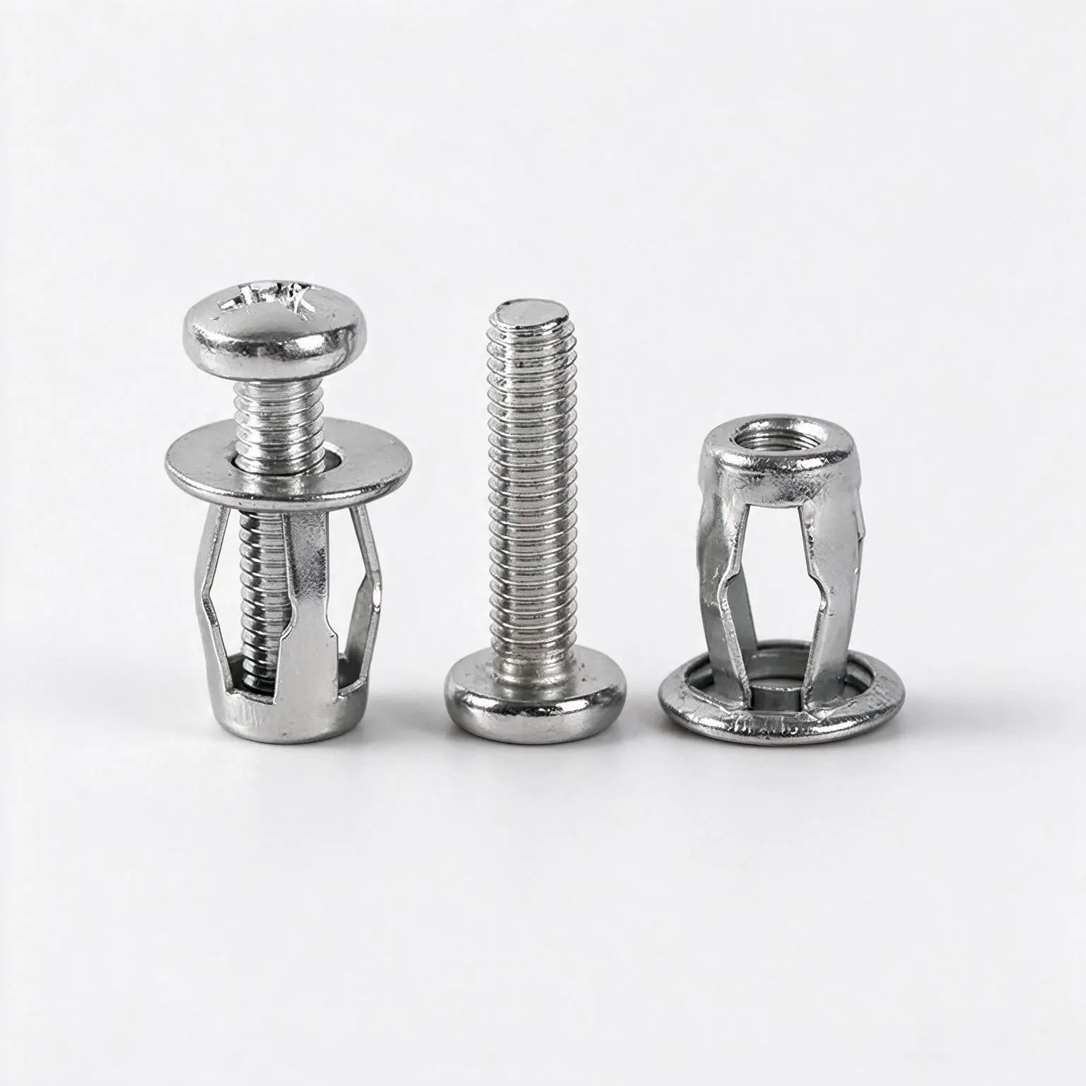 3-Piece Metal Fastener Set - Screw, Nut, Washer Hardware Components for Secure Assembly - Durable, Reliable Tools
