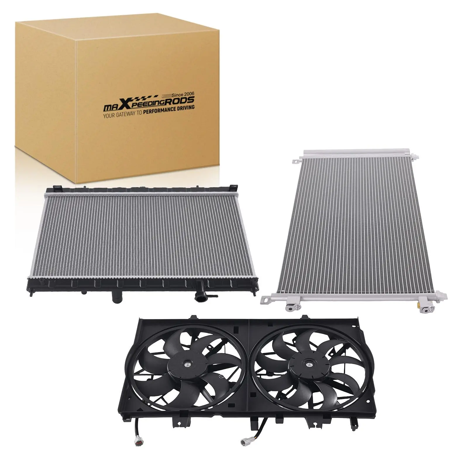 Aluminum Radiator Condenser Cooling Fan compatible for Nissan Rogue 2.5L 2014-2018 RAD13431