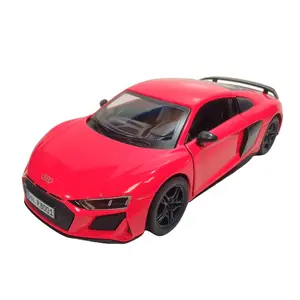 KINSMART 2022 Audi R8 1:36 Scale Model Car Red Die Cast Metal Pull Back Action Officially Licensed Toy with Openable Doors 5 Inches Long