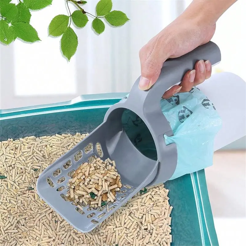Pet Litter Scoop, 1 Count Large Capacity Pet Litter Shovel with 1 Count Disposable Bag, Dog & Cat Litter, Pets Clean Toilet Supplies