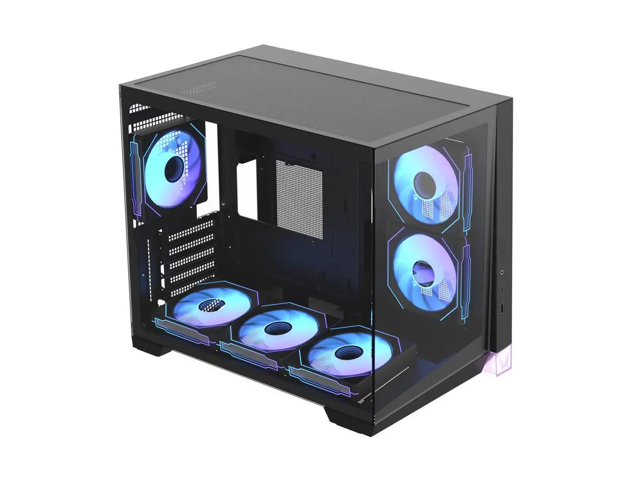Formula V Line Crystal Z4M Plus Mid-Tower PC Case, Geometric Front Panel, Angled Bottom Airflow, Pre-Installed 6x120mm ARGB Fans, Supports 415mm GPU, Top 360mm Radiator