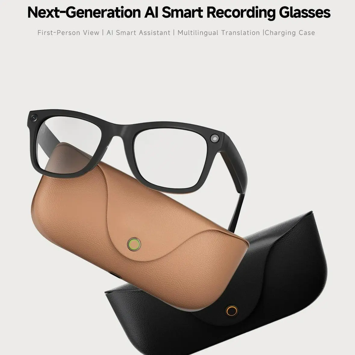 2026 New AI Smart Glasses with Camera, 8MP HD 1080P EIS Anti-Shake Recording Glasses, 15-Lang Real-Time Translation, Bluetooth Audio Calls, AI Image Recognition & Voice Control, Ultra-Light Frame, Portable Charging Case, Ideal for Travel, Outdoor Vlog, We