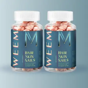 2 Bottles WEEM Hair Skin Nails Gummies - Vegan, Plant Based, Non-GMO, Gluten-Free. Natural Vitamin Gummy. America's #1 Hair.Skin.Nail Brand.