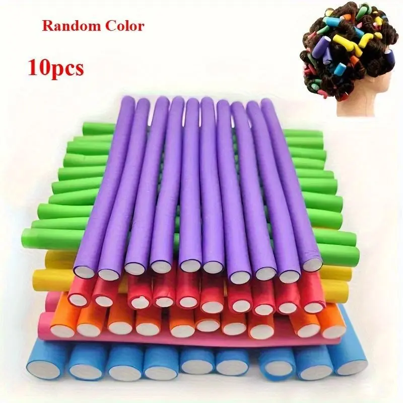 10PCS Flexible Heatless Hair Rollers - Heatless Curlers Bendy Twist Curling Rods For DIY Soft Foam Curls - Hair Styling Tools For Natural And Salon-Quality Results Curling Rod Set