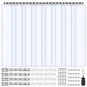 【fathersdaygift】VEVOR Clear PVC Strip Curtain,  , 84 in Height x 48 in Width x 0.08 in Thickness, 8 PCS Walk in Freezer Cooler Curtain Strips, Thermal Insulating Plastic Door Strips for Warehouse, Freezer, Garage Doors