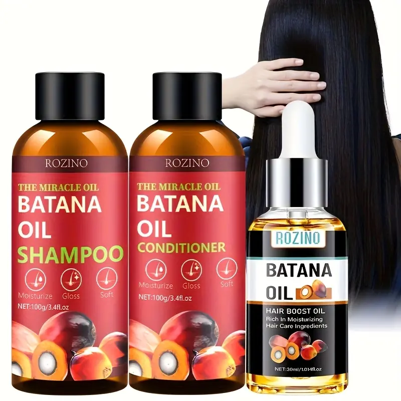 ROZINO Batana Hair Shampoo & Conditioner Set - Moisturize Smooth Care for Dry Hair Travel Set 100g Each Miracle Oil Formula