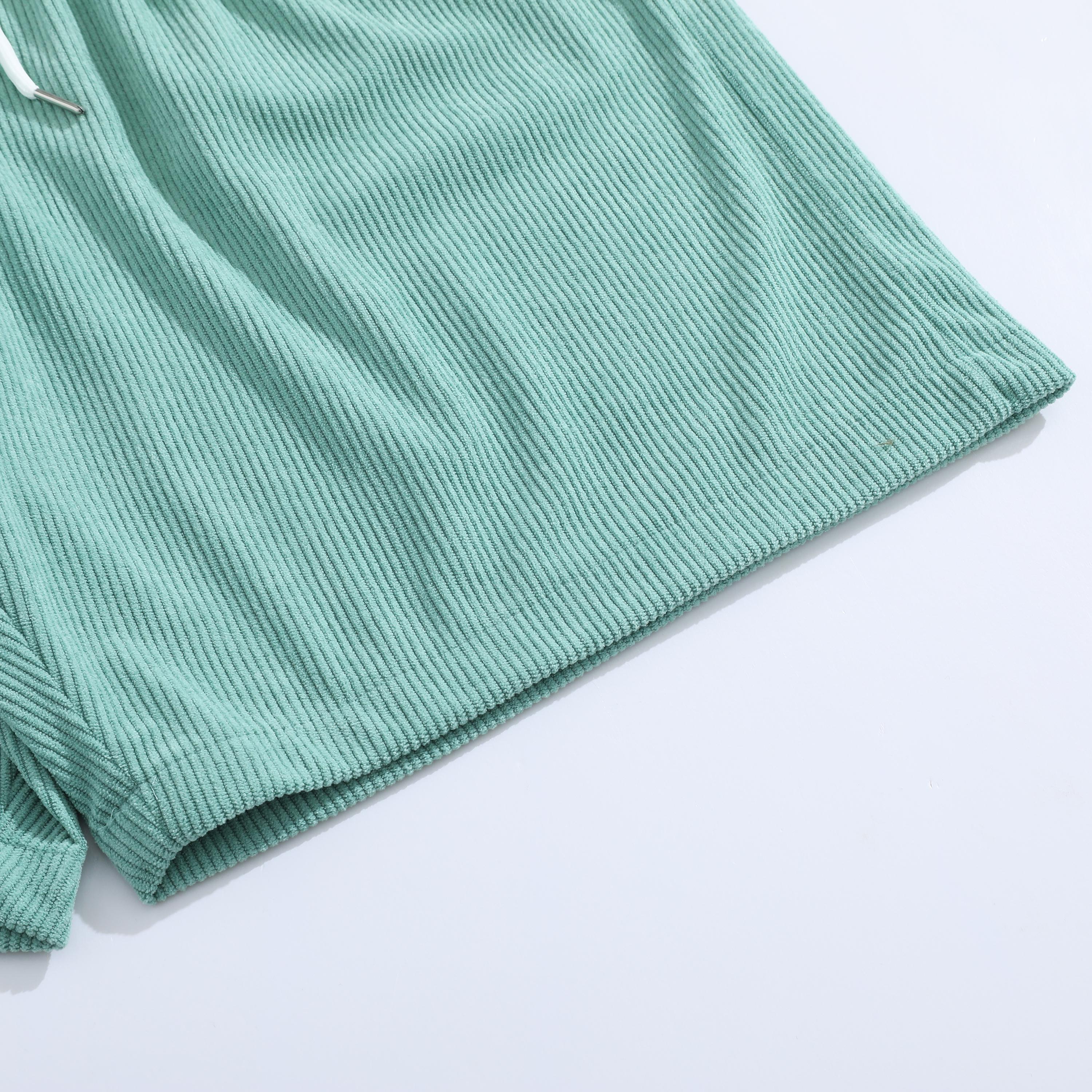 Men’s corduroy casual shorts, loose straight cut, summer minimalist versatile beach shorts