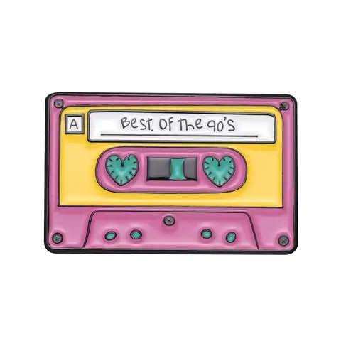 Best Of The 90s Cassette Tape Design Brooch, Vintage Pin Clothes Brooch, Clothes Accessories for Women & Men, Hearts, Fashion Accessory Alloy Brooch Pin