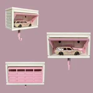 Hot Wheels Key Hanger Garage Mount Pink Car Organizer Wall Hook for Keys & Mini Car Display Easy Installation Fun Gift Idea for Car Enthusiasts