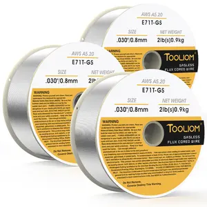 TOOLIOM E71T-GS .030"/.035" Diameter 2-Pound Spool Flux Core Self-shielded Carbon Steel Mig Welding Wire 3 SETS