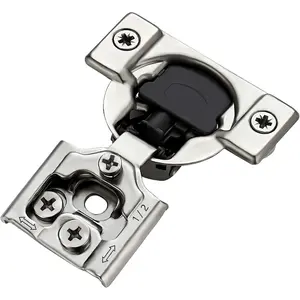 60 Pack (30 Pairs) 1/2 Inch Overlay Soft Close Hinges for Kitchen Cabinets - Satin Nickel Hidden Concealed Stainless Steel Self Closing Hinges