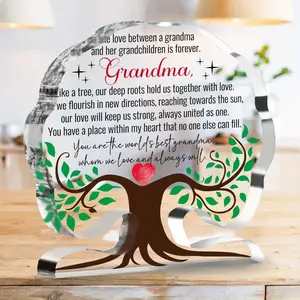 Acrylic Tree Design Plaque, 1 Count Grandma Gift, Acrylic Table Ornament for Living Room Bedroom, Unique Gift for Grandma, Decor, Home Decor