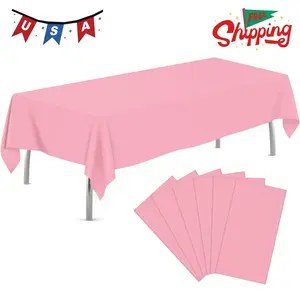 6 Pack Plastic Table Cloth 54 x 108, Disposable Tablecloths Rectangle Table Cover