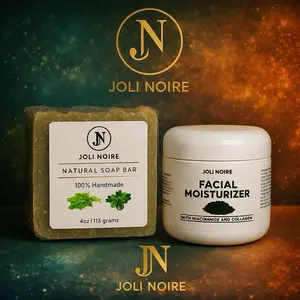 Joli Noire Herbal Skin Brightening Set - Natural Radiance Glow with Facial Moisturizer & Soap Bar for Hydrating Moisturizing