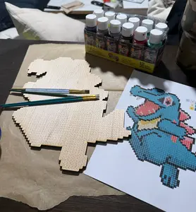 Wood Pokemon Totodile Paint by Number Kit — Paint Not Included