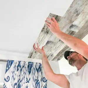 Wood grain pattern wall stickers, kitchen backsplash, self-adhesive peel and stick wall stickers, waterproof and oil-proof wallboard stickers, suitable for kitchen bathroom home office dormitory