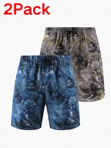 2-Pack Men's Summer Graphic Shorts | Lightweight Trendy Snakeskin Print Streetwear | Comfy Quick-Dry Beach & Gym Shorts Bundle | Urban Aesthetic 2 Pcs Value Set
