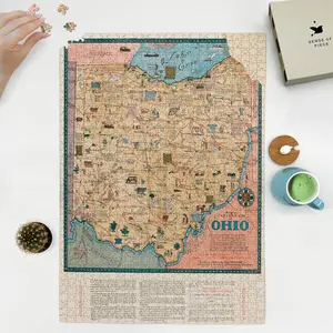 1000 Piece Puzzle for Adults: 1934 Map Ohio Being a cartograph of Ohio The Oldest State - Ohio US Puzzles