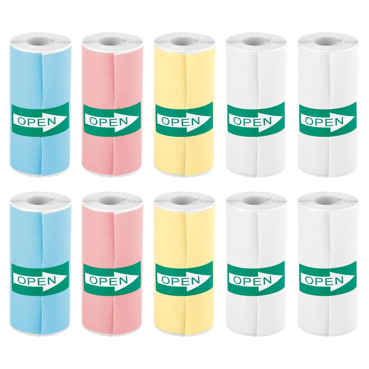 3/5/10 Rolls 57x25mm Color Self-Adhesive Thermal Printer Paper, Self Adhesive Labels, Thermal Printing Labels, Portable for Android iOS, Photos, Notes, Halloween, Party Stickers, Christmas Decorations
