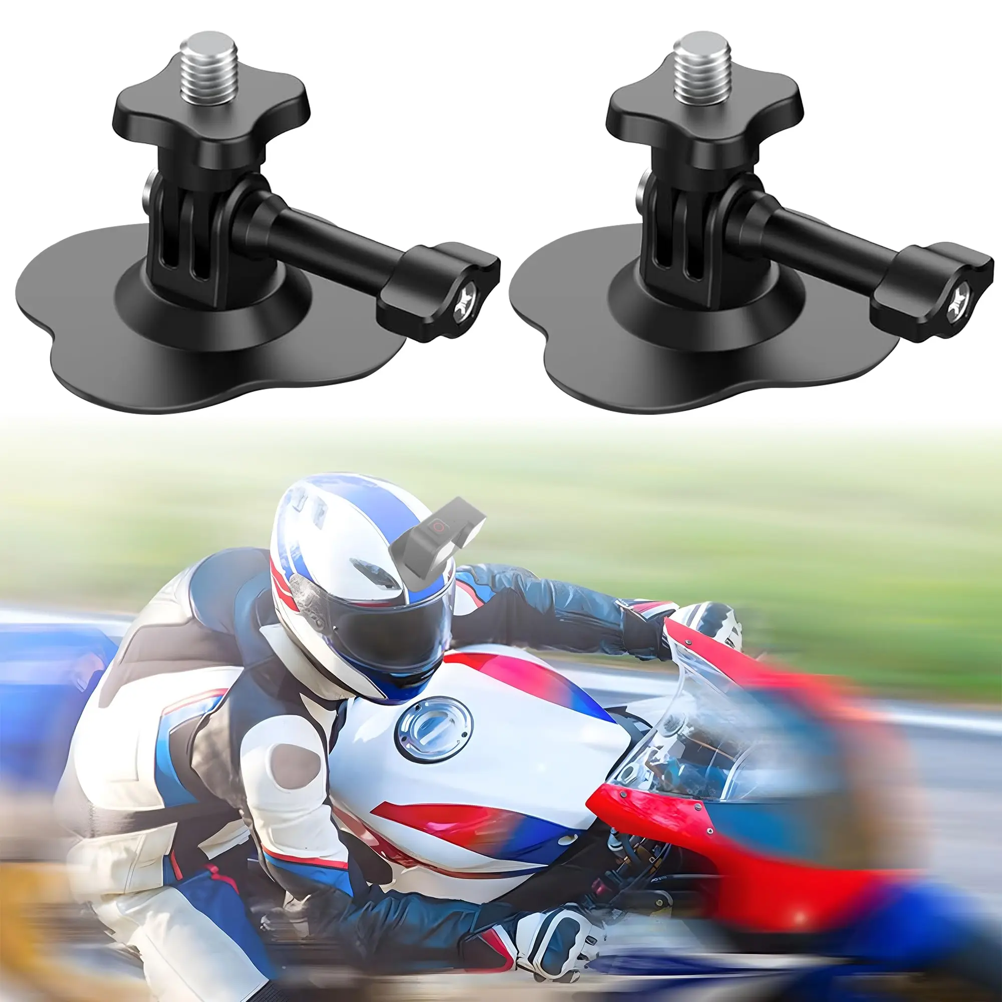 2-Pack Helmet Mounts for Gopro, Flexible Adhesive Base, Compatible with Dji Osmo Action & Insta360 X5, Durable Outdoor Sports Camera Accessories for Photography