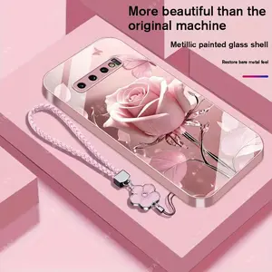 Suitable for [Galaxy S10] high-end phone case，a beautiful four-leaf clover lanyard is included,exquisite and high-end design,a variety of colors are available for you to choose from YM99