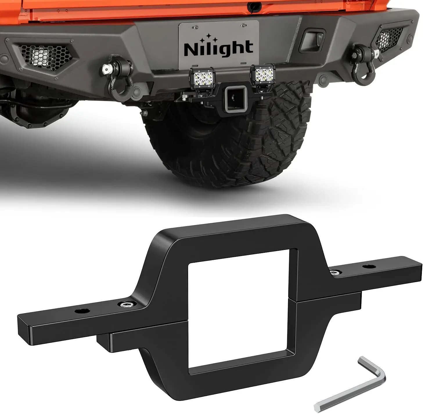 Nilight 2.5 in Towing Hitch Mount Bracket, Vehicle Accessories for Trucks & Semi Trucks, Compatible with Dual LED Work/Reverse Rear Backup Off-Road Fixtures, Fits SUVs (Fixture Not Included), Truck Accessories