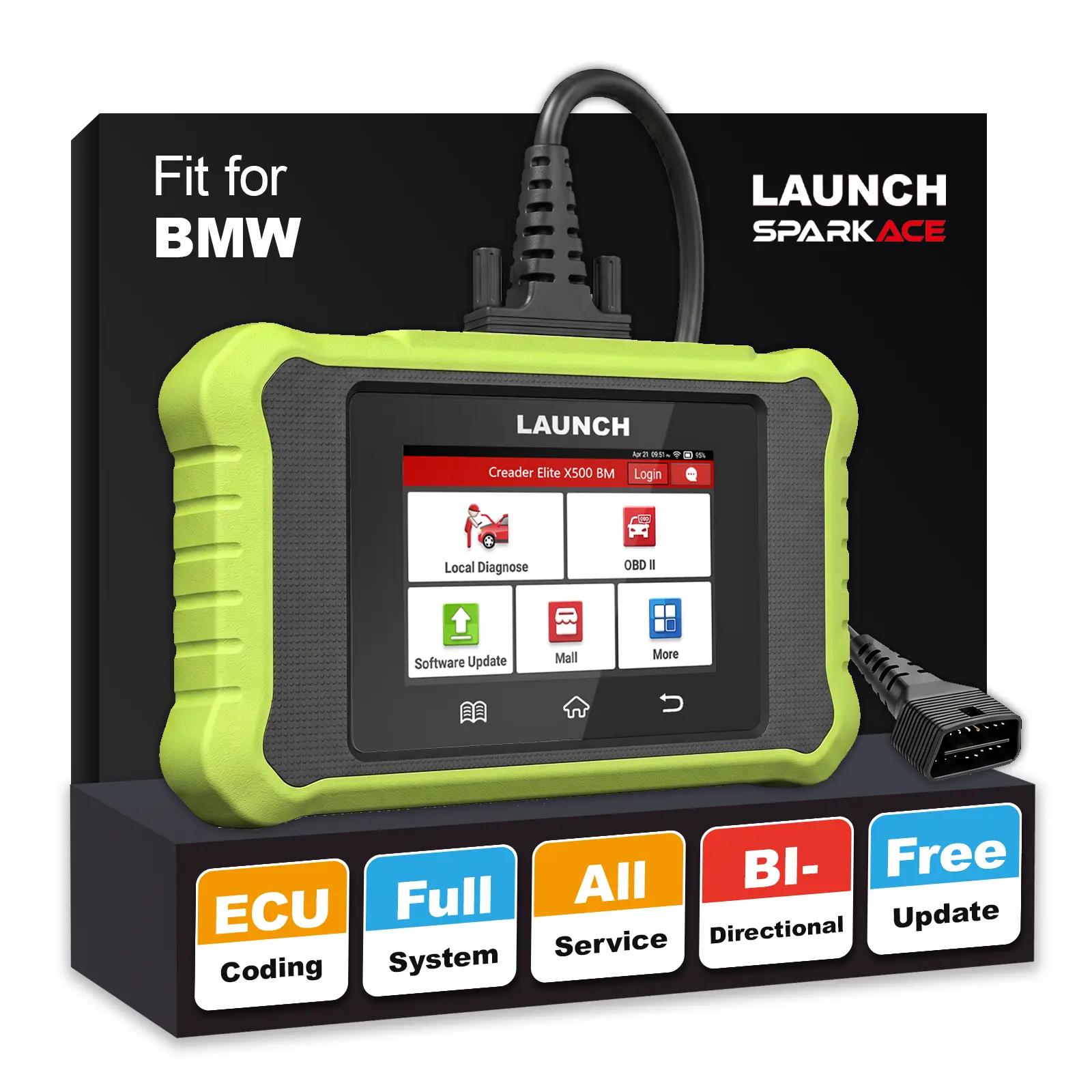 LAUNCH Creader Elite X500 for BMW OBD2 Scanner, Full System Bidirectional Scan Tool with ECU Code, All Reset Service Code Reader - Lifetime Free Update, Battery Registration Tool for BMW Mini Rolls-Royce