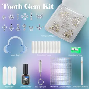 DIY Gems Kit, 260 Professional Gems Kit,Teeth Jewelry Starter Kit,Jewelry Kit with Glue and Light, Fashion Gems Kit