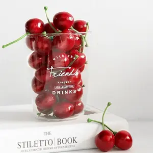 20 count Red Artificial Cherries,  Cherry Model Lifelike Fruit Cherry Ornament,  Cherries,Plastic Cherries, Home Kitchen Party Decoration Desk Ornament Photography Prop Home Decor