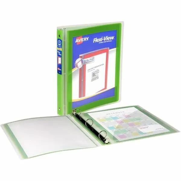 Avery 1 in. 3 Ring Flexi-View Custom Binder, Green - 175 Sheet Capacity Binders for Office Stationery & Supplies, Custom Binder Binders