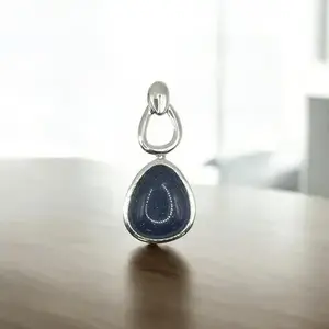 Pear-Shaped Blue Sandstone Pendant in 925 Sterling Silver