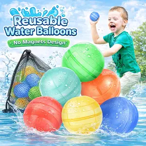 KGC Reusable Water Balloons, 6/12/24 PCS No Magnets Self-Sealing Silicone Water Balloons with Mesh Bag, Quick Refill Pool Beach Backyard Summer Toys for Kids Inflatable Swimming Pool