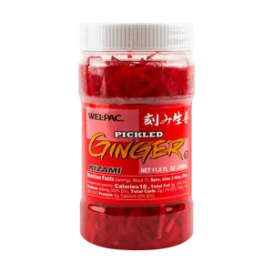 Welpac Japanese Red Ginger Strips 340ml - Authentic Gari Sushi Ginger for Sashimi & Sushi