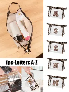 Transparent Leopard Print Makeup Bag, Essential Travel Toiletry Pouch, Travel Cosmetic Bags, Zipper Closure for Cosmetics, Ideal Gift for Women, Cosmetics Organizer