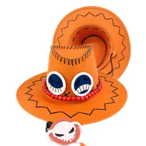 One Piece Ace Hat Cosplay Luffy Cowboy Outdoor Hat Ace Performance Hat Ace's Same Style Anime Hat Fire Fist Sun Hat