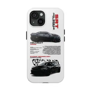 Black SRT Hellcat Dodge Print Car Phone Case for iPhone, Polycarbonate-TPU Dual-Layer, Impact Resistant Tough Case with Reliable Protection & Cool Aesthetic for Car Enthusiasts