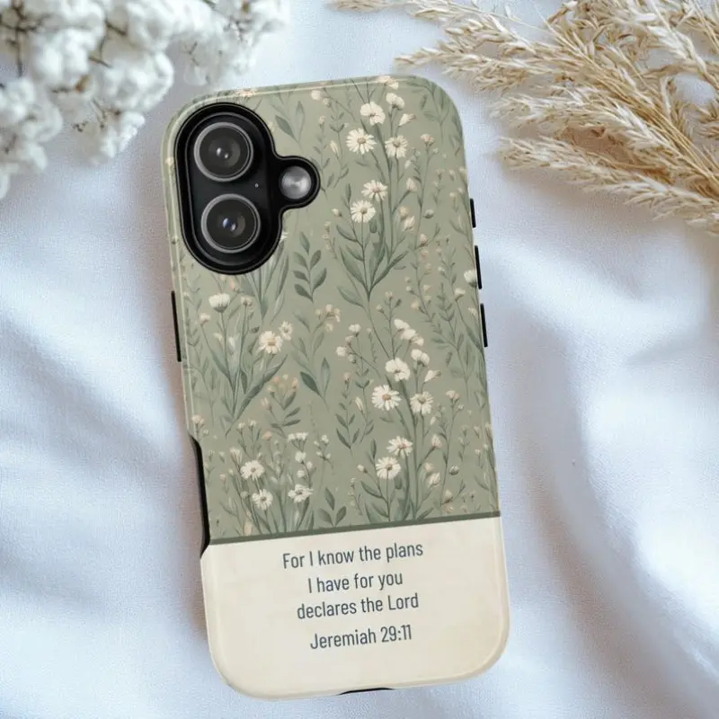 Christian Bible Verse Smartphone Case - Durable, Shockproof, Shock Absorbent, Slim Fit Polycarbonate Shell, UV Printed Jeremiah 29:11 "For I know the plans I have for you" Phone Accessory for iPhone 11,12,13,14,15,16,17 Pro,Max,Air,Plus