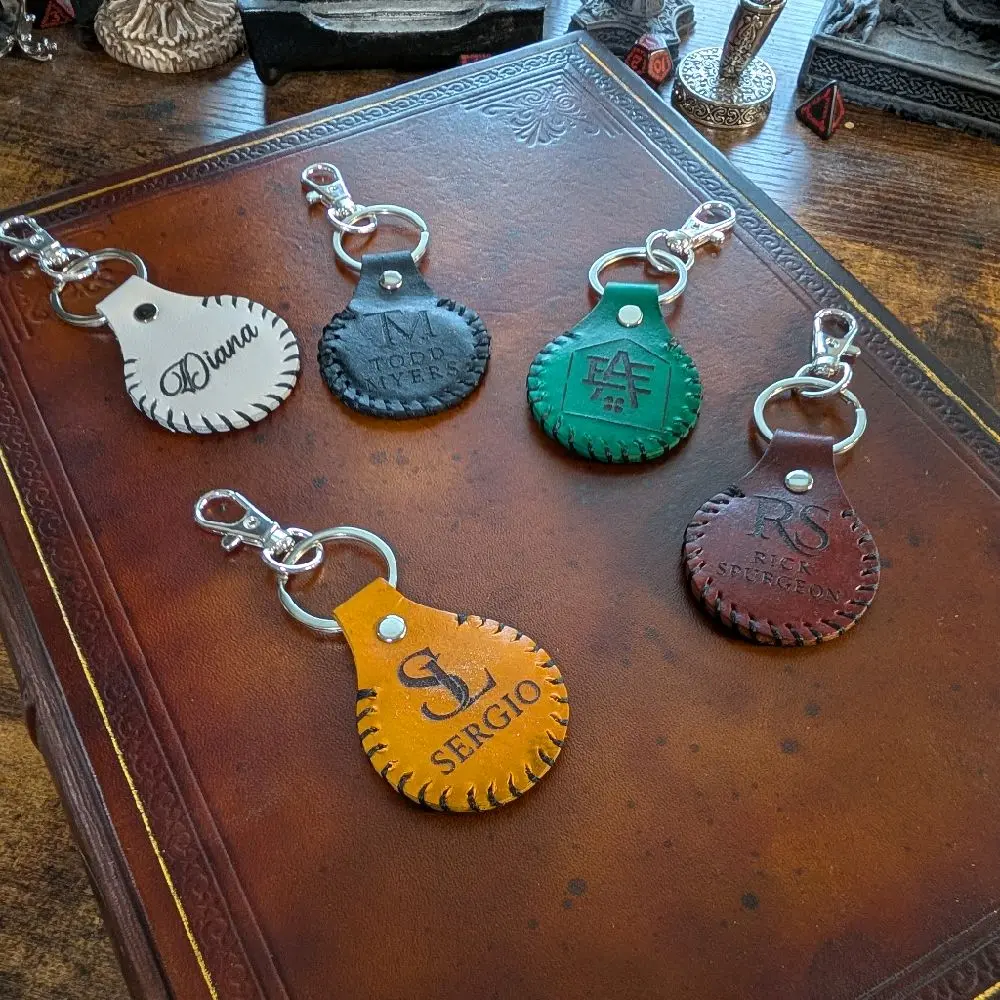 Personalized Leather Keychains - Customizable Name Tags in Assorted Colors for Keys and Bags