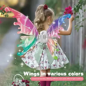 Girls' Electric Glowing Musical Wings, Fairy Princess Angel Back Wings Light Up Costume, Children Outdoor Stage Prop Toy, Festival Decoration Gift