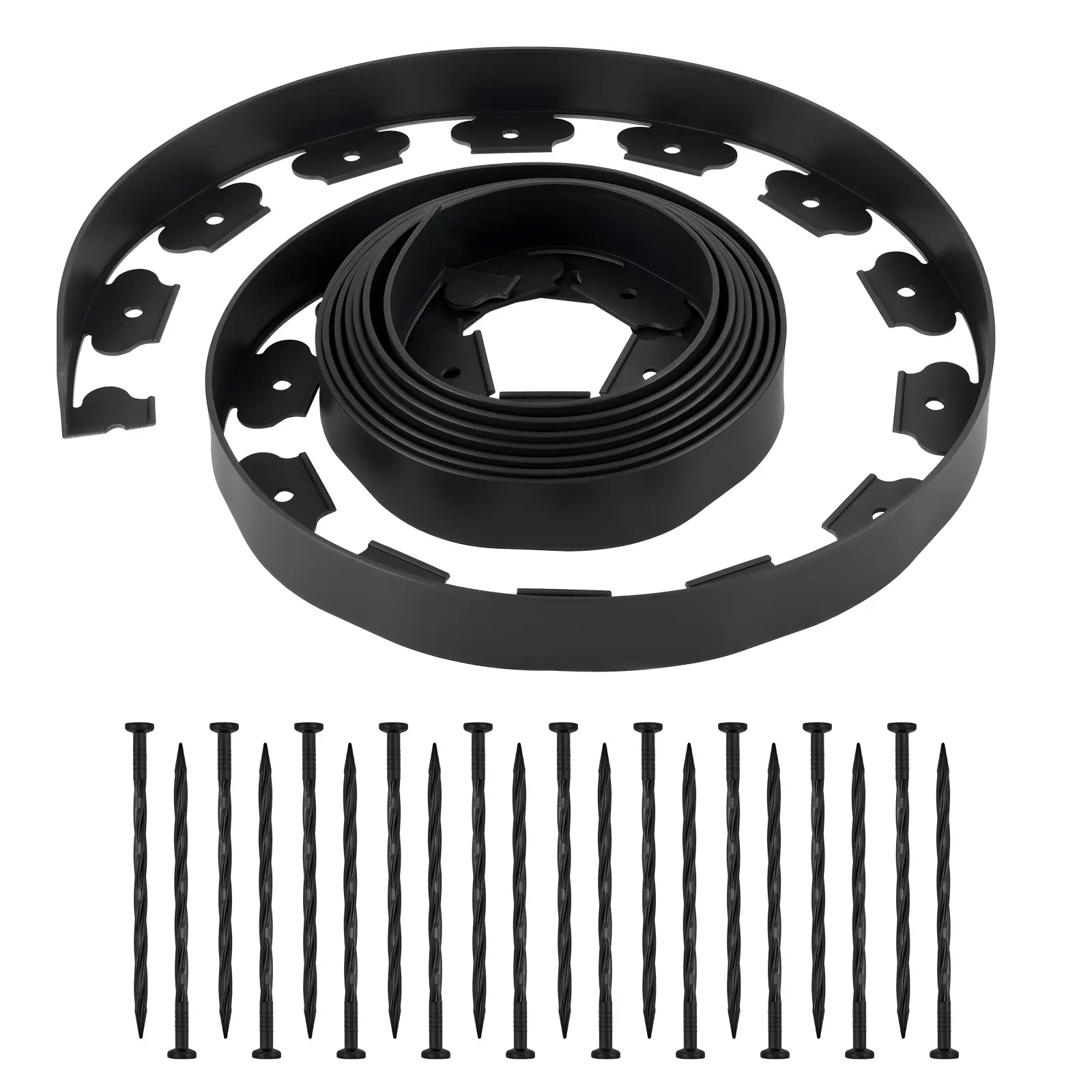【SummerFinds】VEVOR Landscape Edging, 20 ft x 2 in Plastic Garden Border Edging with 120 Spikes, No Dig, Flexible Lawn Edgings Roll, UV-Resistant Mini Fence Borders Pathway Edgings for Flower Beds Yard Paver