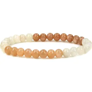 Natural AA Grade Multicolor Sunstone Gemstone 6mm Round Beads Stretch Bracelet 7" Unisex