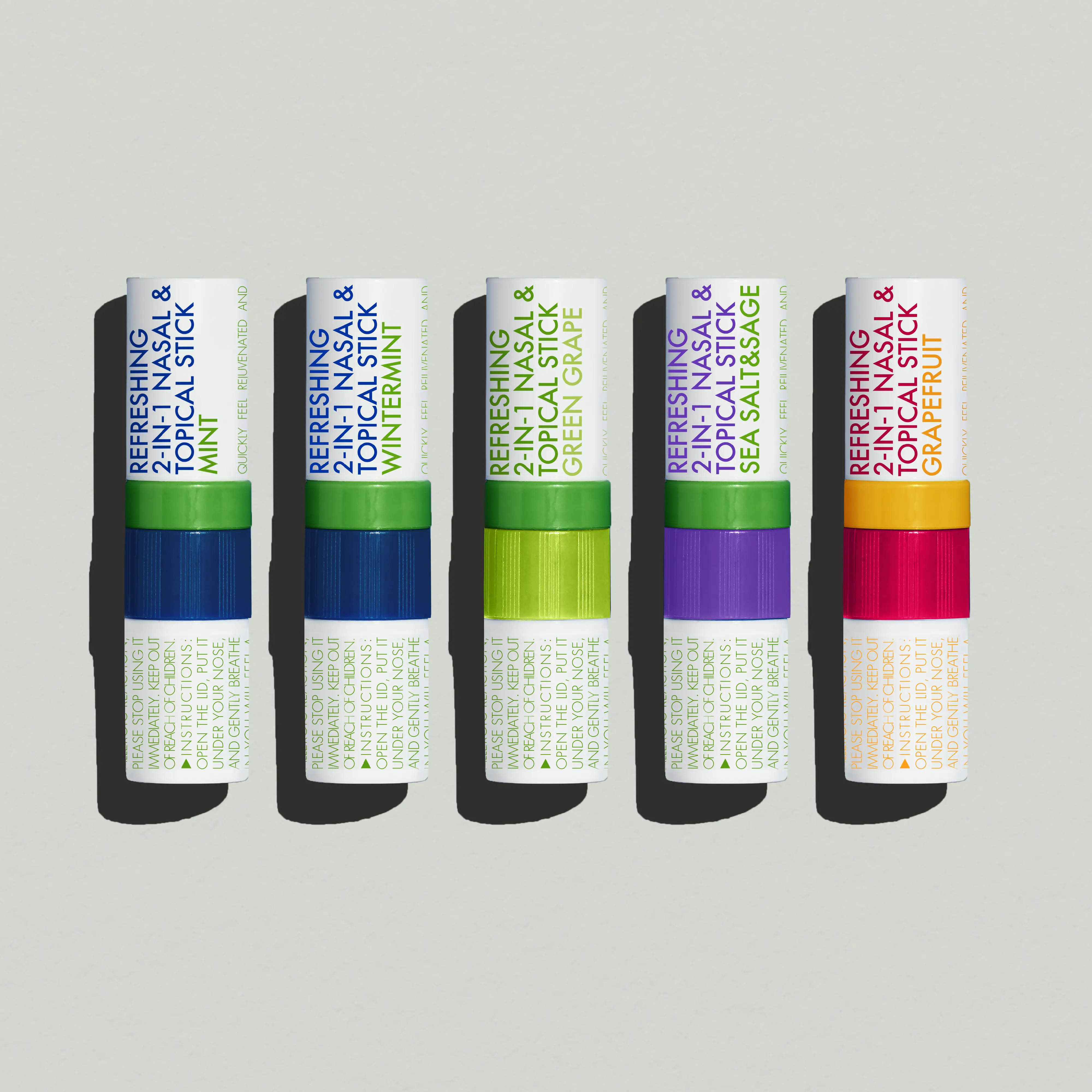 [Herb Island] 2 in 1 Nasal Stick Inhaler, Energizing Inhaler & Soothing Roll-On, Natural Mint Essential Oil Aromatherapy Sticks for Breathing, Fatigue